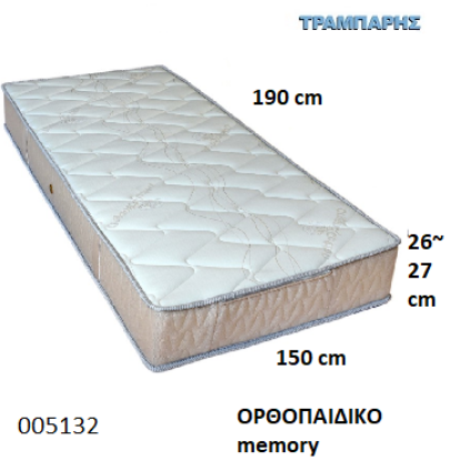 Εικόνα της ΣΤΡΩΜΑ ΟΡΘΟΠΑΙΔΙΚΟ memory 150 cm L: 190 cm, πάχος 26-27 cm Ελληνικής κατασκευής