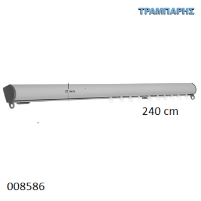 Εικόνα της ΣΙΔΗΡΟΔΡΟΜΟΣ 240 cm SLIM ΟΒΑΛ 21x23 mm (κομπλέ) Νίκελ Ματ