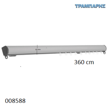 Εικόνα της ΣΙΔΗΡΟΔΡΟΜΟΣ 360 cm SLIM ΟΒΑΛ 21x23 mm (κομπλέ) Νίκελ Ματ