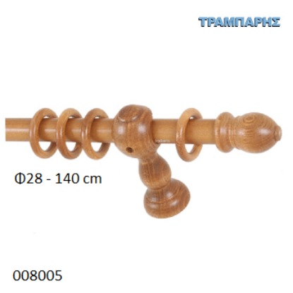 Εικόνα της ΚΟΥΡΤΙΝΟΞΥΛΟ Φ28 x 1,40 m ΜΕΛΙ κομλπέ με κρίκους