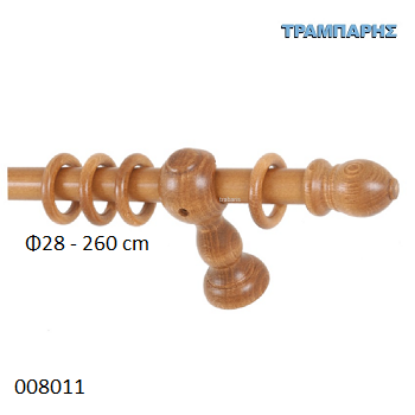 Εικόνα της ΚΟΥΡΤΙΝΟΞΥΛΟ Φ28 x 2,60 m ΜΕΛΙ κομλπέ με κρίκους