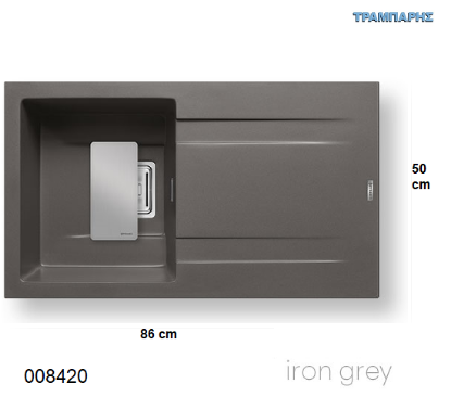 Εικόνα της ΝΕΡΟΧΥΤΗΣ pyragranite 86x50 cm 1B Γούρνα 36x42x21 cm Kartesio IRON GREY Pyramis