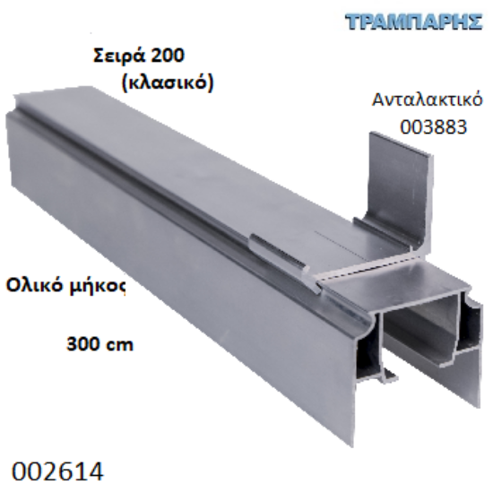 Picture of ΟΔΗΓΟΣ Νο 150 ΣΕΙΡΑ 200 ''ΝΕΟΣΥΡ'' L: 300 cm ΣΥΡΟΜΕΝΩΝ ΠΟΡΤΩΝ ΑΒΑΦΟ ΑΛΟΥΜΙΝΙΟ