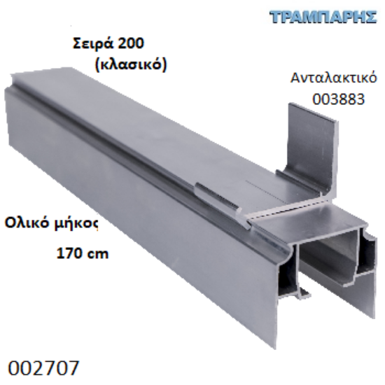 Picture of ΟΔΗΓΟΣ Νο 085 ΣΕΙΡΑ 200 ''ΝΕΟΣΥΡ'' L: 170 cm ΣΥΡΟΜΕΝΩΝ ΠΟΡΤΩΝ ΑΒΑΦΟ ΑΛΟΥΜΙΝΙΟ