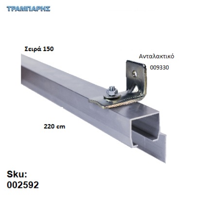 Picture of ΟΔΗΓΟΣ Νο 110 ΣΕΙΡΑ 150 ''ΝΕΟΣΥΡ'' L: 220 cm ΣΥΡΟΜΕΝΩΝ ΠΟΡΤΩΝ ΑΒΑΦΟ ΑΛΟΥΜΙΝΙΟ 