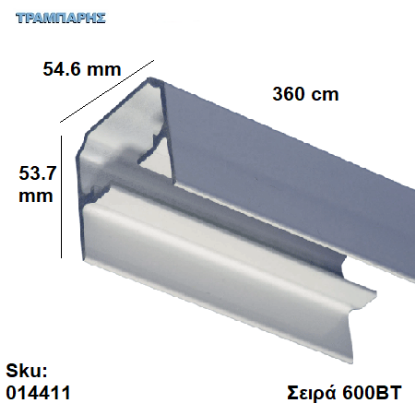 Picture of ΟΔΗΓΟΣ Νο 180  L: 360 cm Συρόμενης πόρτας, ΕΞΩΤΕΡΙΚΟΣ ΑΒΑΦΟ ΑΛΟΥΜΙΝΙΟ, Σειρά 600ΒΤ (180 Kg)