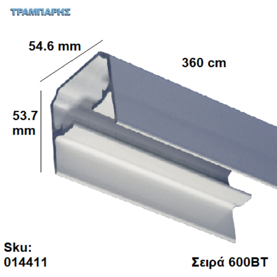Εικόνα της ΟΔΗΓΟΣ Νο 180  L: 360 cm Συρόμενης πόρτας, ΕΞΩΤΕΡΙΚΟΣ ΑΒΑΦΟ ΑΛΟΥΜΙΝΙΟ, Σειρά 600ΒΤ (180 Kg)