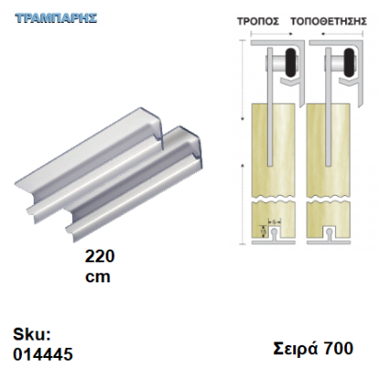 Εικόνα της ΟΔΗΓΟΣ Νο 110 L: 220 cm ΣΥΡΟΜΕΝΩΝ ΦΥΛΛΩΝ ΑΒΑΦΟ ΑΛΟΥΜΙΝΙΟ σειρά 700