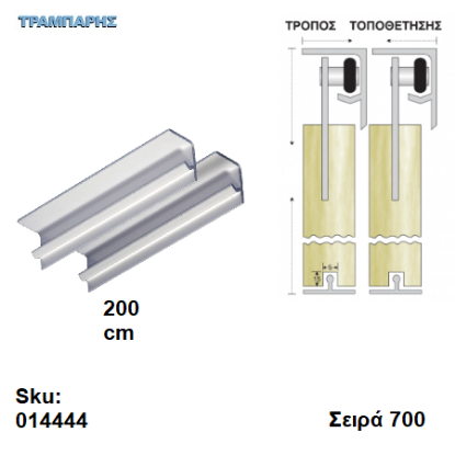 Εικόνα της ΟΔΗΓΟΣ Νο 100 L: 200 cm ΣΥΡΟΜΕΝΩΝ ΦΥΛΛΩΝ ΑΒΑΦΟ ΑΛΟΥΜΙΝΙΟ σειρά 700
