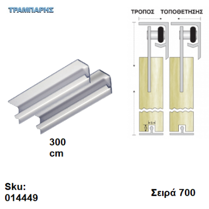 Εικόνα της ΟΔΗΓΟΣ Νο 150 L: 300 cm ΣΥΡΟΜΕΝΩΝ ΦΥΛΛΩΝ ΑΒΑΦΟ ΑΛΟΥΜΙΝΙΟ σειρά 700