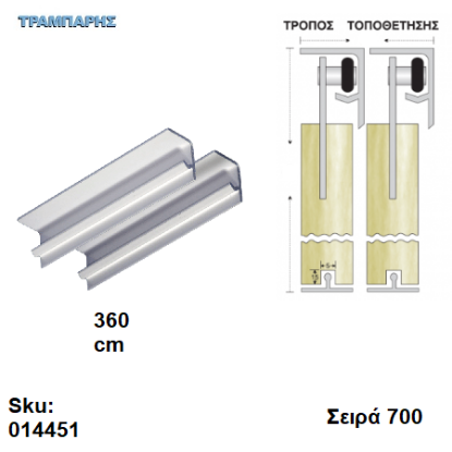 Εικόνα της ΟΔΗΓΟΣ Νο 180 L: 360 cm ΣΥΡΟΜΕΝΩΝ ΦΥΛΛΩΝ ΑΒΑΦΟ ΑΛΟΥΜΙΝΙΟ σειρά 700