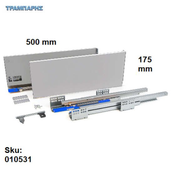 Εικόνα της ΟΔΗΓΟΣ 500 mm Y: 175 mm ΛΕΥΚΟ SLIM με φρένο mgs