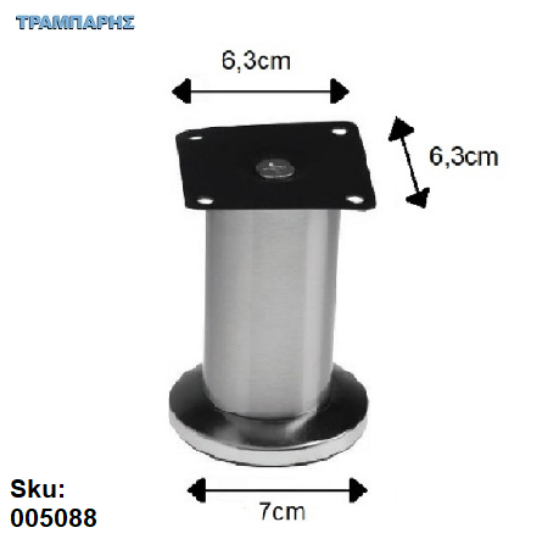 Εικόνα της ΠΟΔΙ ΣΩΛΗΝΑ 100 mm Φ57 mm  πέλμα ΚΑΝΑΠΕ με  Βάση 63 mm ΝΙΚΕΛ