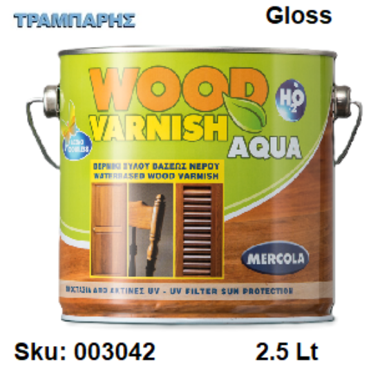 Εικόνα της WOOD VARNISH AQUA, Gloss 2,5 Lt,(Ακρυλικό βερνίκι ξύλου υδατικής βάσης)