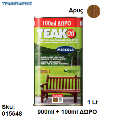 Εικόνα της TEAK OIL RENOVATOR  Δρυς     1 Lt 900ml + 100ml ΔΩΡΟ (Λάδι προστασίας για ξύλα teak)