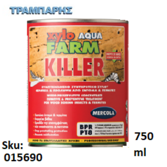 Εικόνα της XYLOFARM AQUA KILLER 750 ml (Συμπυκνωμένο συντηρητικό ξύλου μικρομοριακής τεχνολογίας, για την εξάλειψη των ξυλοφάγων εντόμων και τερμιτών)