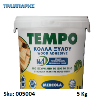 Εικόνα της TEMPO,    5 Kg Δοχείο, (κόλλα ξύλου PVA κρυσταλλιζέ D2)