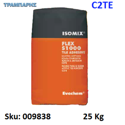 Εικόνα της ISOMIX FLEX S1000, 25 Kg, (Ελαστική ακρυλική τσιμεντοειδής λευκή κόλλα πλακιδίων, τοίχων & δαπέδων C2TE)