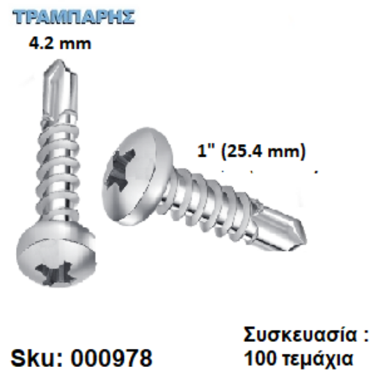 Picture of ΤΡΥΠΑΝΟΒΙΔΑ 4,2x25 mm ΨΩΜΑΚΙ Γαλβανιζέ DIN7504N Συσκευασία : 100 τεμαχίων