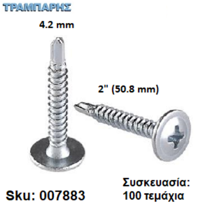 Picture of ΤΡΥΠΑΝΟΒΙΔΑ 4,2x50 mm ΡΟΔΕΛΑΣ TRUSS 8x2'' Γαλβανιζέ Συσκευασία : 100 τεμαχίων