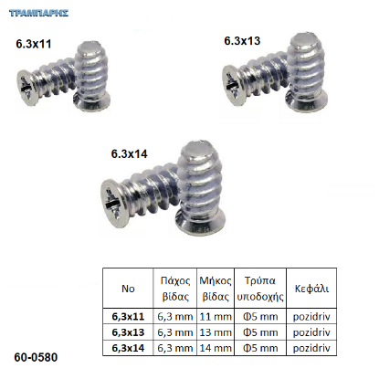 Picture of ΕΥΡΩΒΙΔΕΣ  6,3 mm pozidriv, Γαλβανιζέ