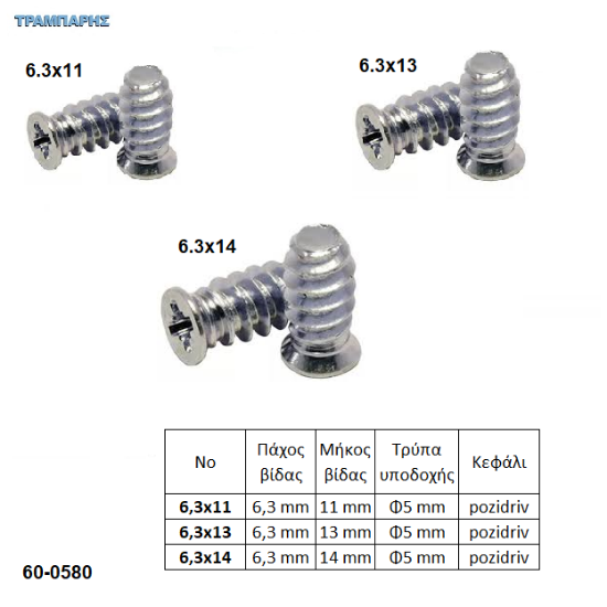Picture of ΕΥΡΩΒΙΔΕΣ  6,3 mm pozidriv, Γαλβανιζέ
