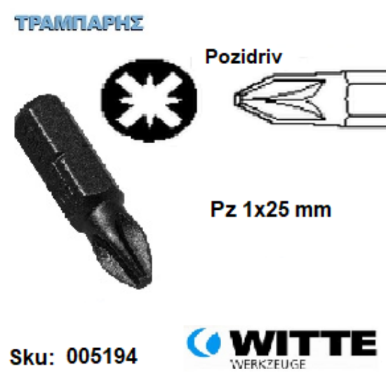 Picture of ΜΥΤΗ PZ 1x25 mm Pozidriv Απλή Witte