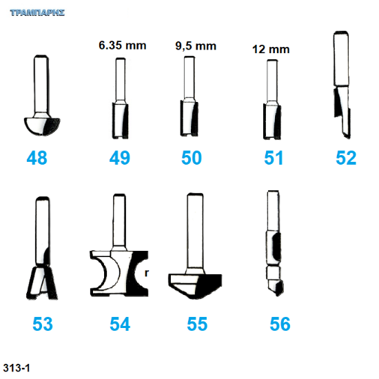 Εικόνα της Κοπτικά εργαλεία για ρούτερ χωρίς ρουλεμάν.