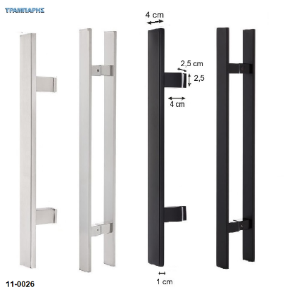 Εικόνα της Λαβές εξώπορτας  ''Πλακέ'' 40x10 mm, Μονές & Διπλές, Ανοξείδωτο 304 SS 