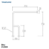 Εικόνα της ΜΠΑΡΑ ΣΤΗΡΙΞΗΣ Γωνιακή  75x75 cm φ32 με κολώνα Επεκτεινόμενη Στήριξης Δαπέδου Inox SS304