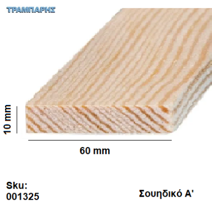 Picture of Καδρονάκι 10x  60 mm ανά μέτρο Σουηδικό Α'