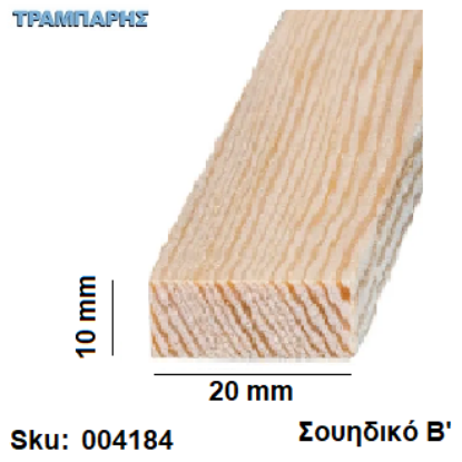 Picture of Καδρονάκι 10x  20 mm ανά μέτρο Σουηδικό Β'