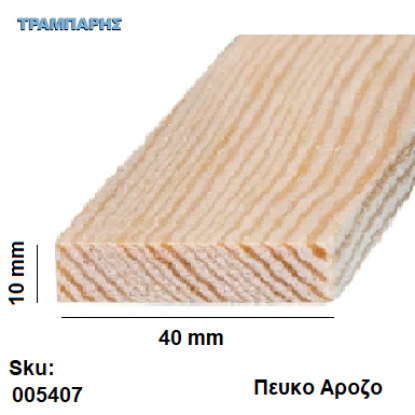 Picture of Καδρονάκι 10x  40 mm ανά μέτρο Πεύκο Αροζο