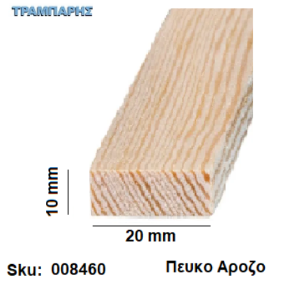 Picture of Καδρονάκι 10x  20 mm ανά μέτρο Πεύκο Αροζο