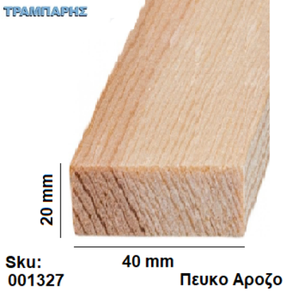 Picture of Καδρονάκι 20x40 mm ανά μέτρο Πεύκο Αροζο