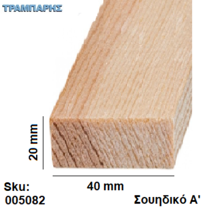 Picture of Καδρονάκι 20x40 mm ανά μέτρο Σουηδικό Α'