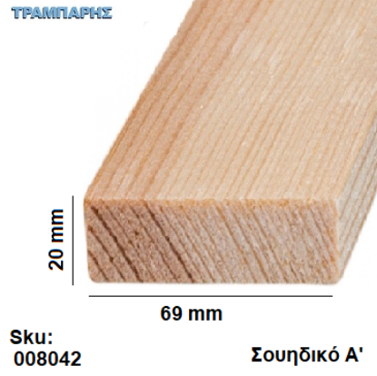 Picture of Καδρονάκι 20x69 mm ανά μέτρο Σουηδικό Α'