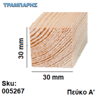 Picture of Καδρονάκι 30x30 mm ανά μέτρο Πεύκο Α΄