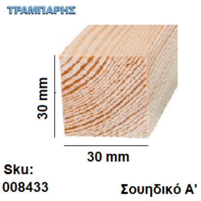 Picture of Καδρονάκι 30x30 mm ανά μέτρο Σουηδικό Α'