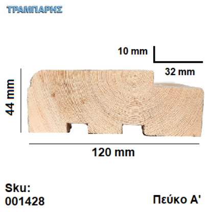 Picture of ΚΑΣΑ 120 mm ΠΑΤΟΥΡΑ Ισια Καρφωτό πρεβάζι,  Πεύκο Α', Αμοντάριστη set