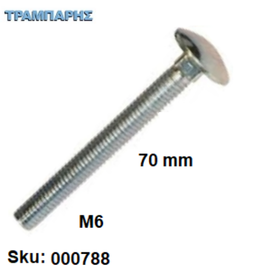 Εικόνα της ΚΑΡΟΒΙΔΑ Μ 6x 70 mm ΓΑΛΒΑΝΙΖΕ  DIN 603 χωρίς παξιμάδι, ανά τεμάχιο